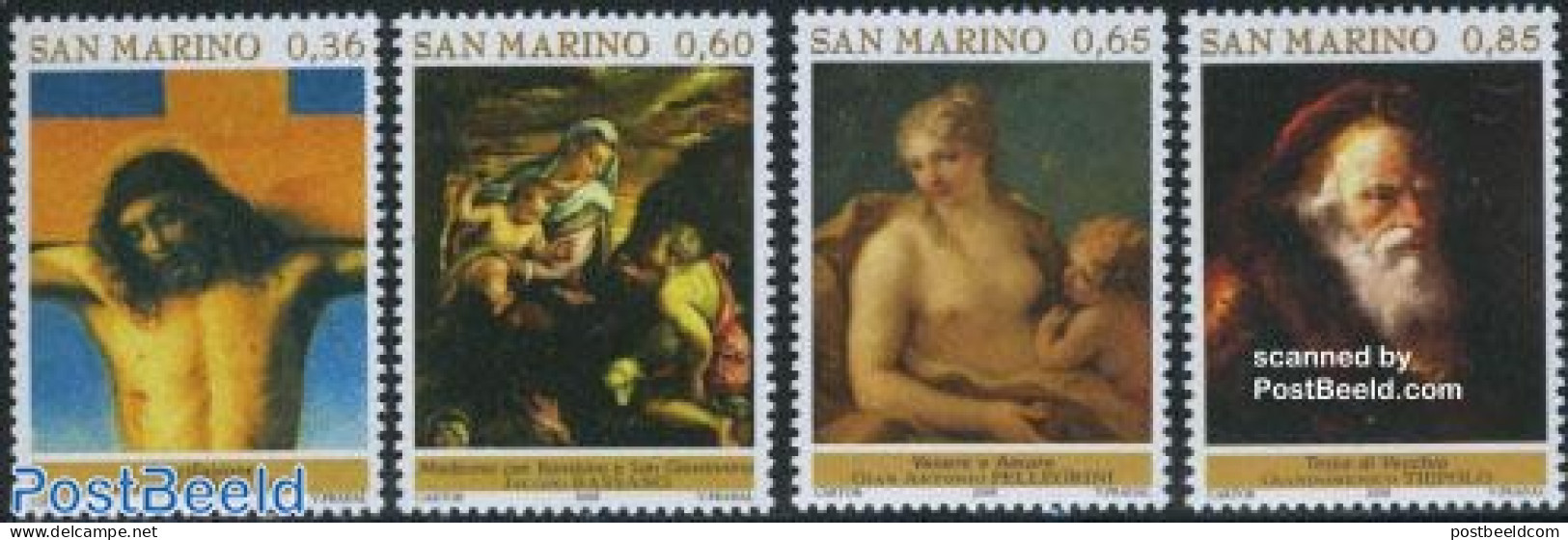 San Marino 2008 Returned Masterpieces Of Art 4v, Mint NH, Art - Nude Paintings - Paintings - Ungebraucht