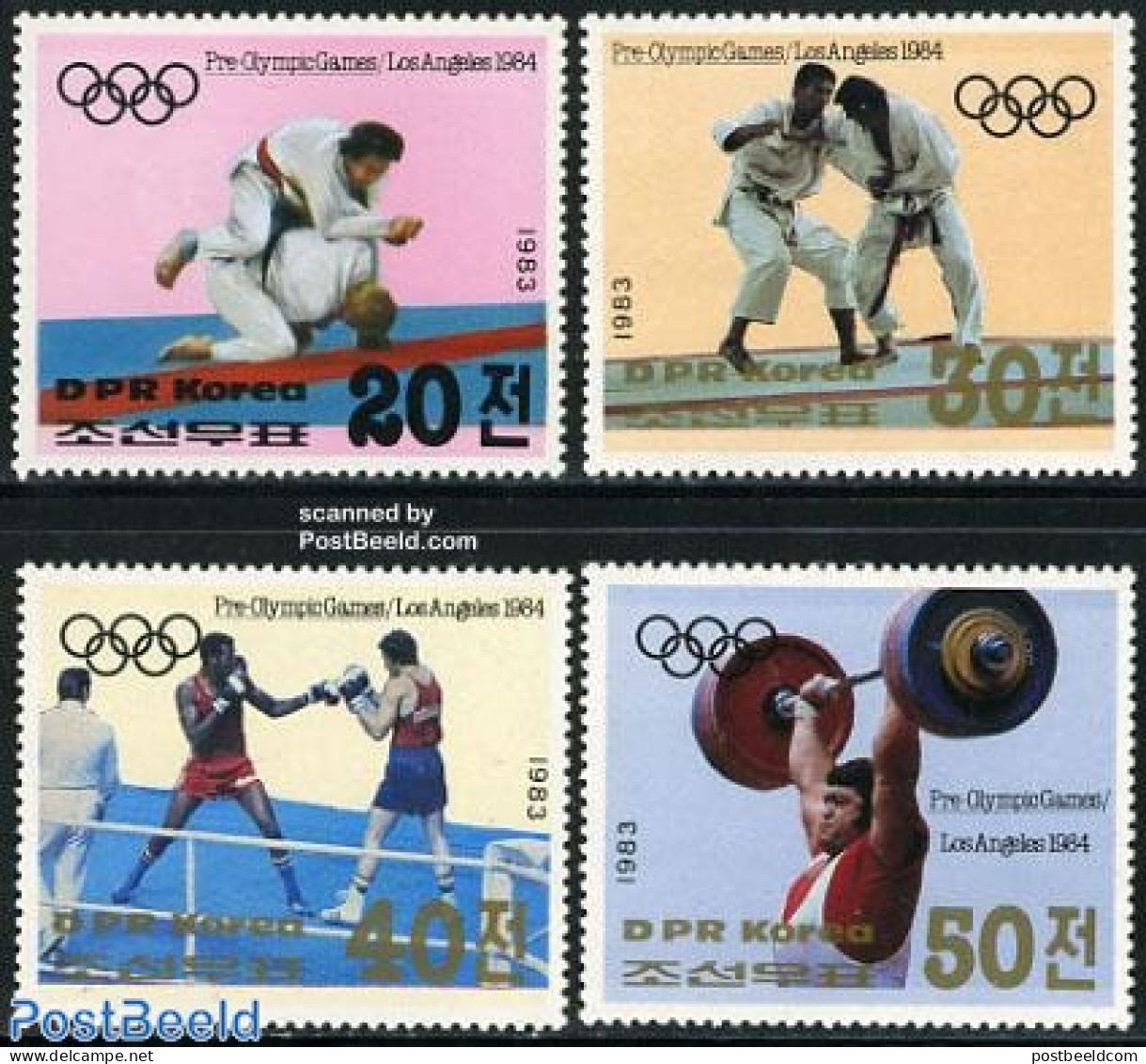 Korea, North 1983 Olympic Games Los Angeles 4v, Mint NH, Sport - Boxing - Judo - Olympic Games - Weightlifting - Boxeo
