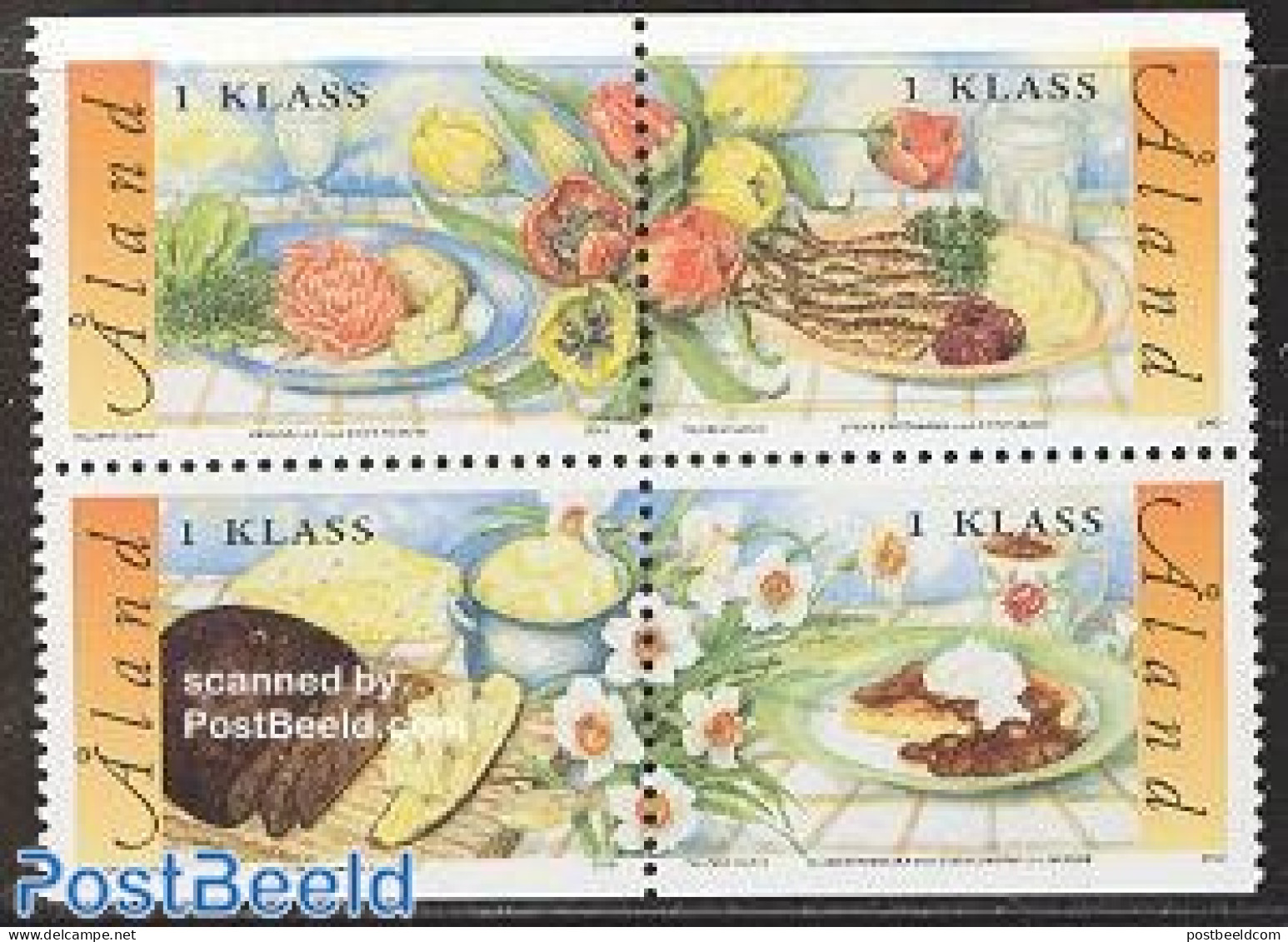 Aland 2002 Food 4v [+], Mint NH, Health - Nature - Bread & Baking - Food & Drink - Fish - Flowers & Plants - Alimentation