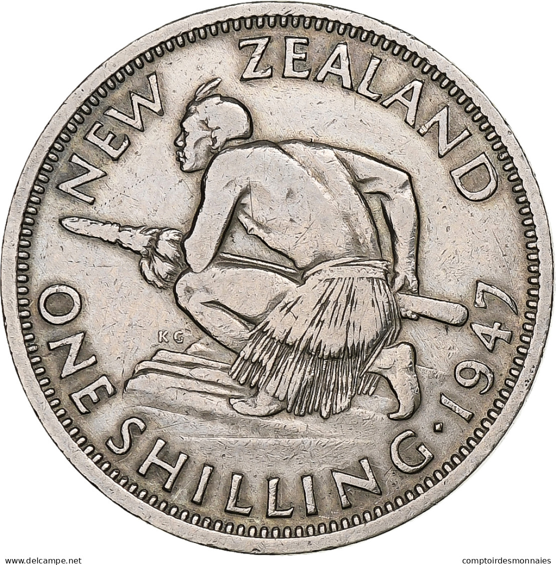 Nouvelle-Zélande, George VI, Shilling, 1947, Londres, Cupro-nickel, TB+, KM:9a - Nieuw-Zeeland