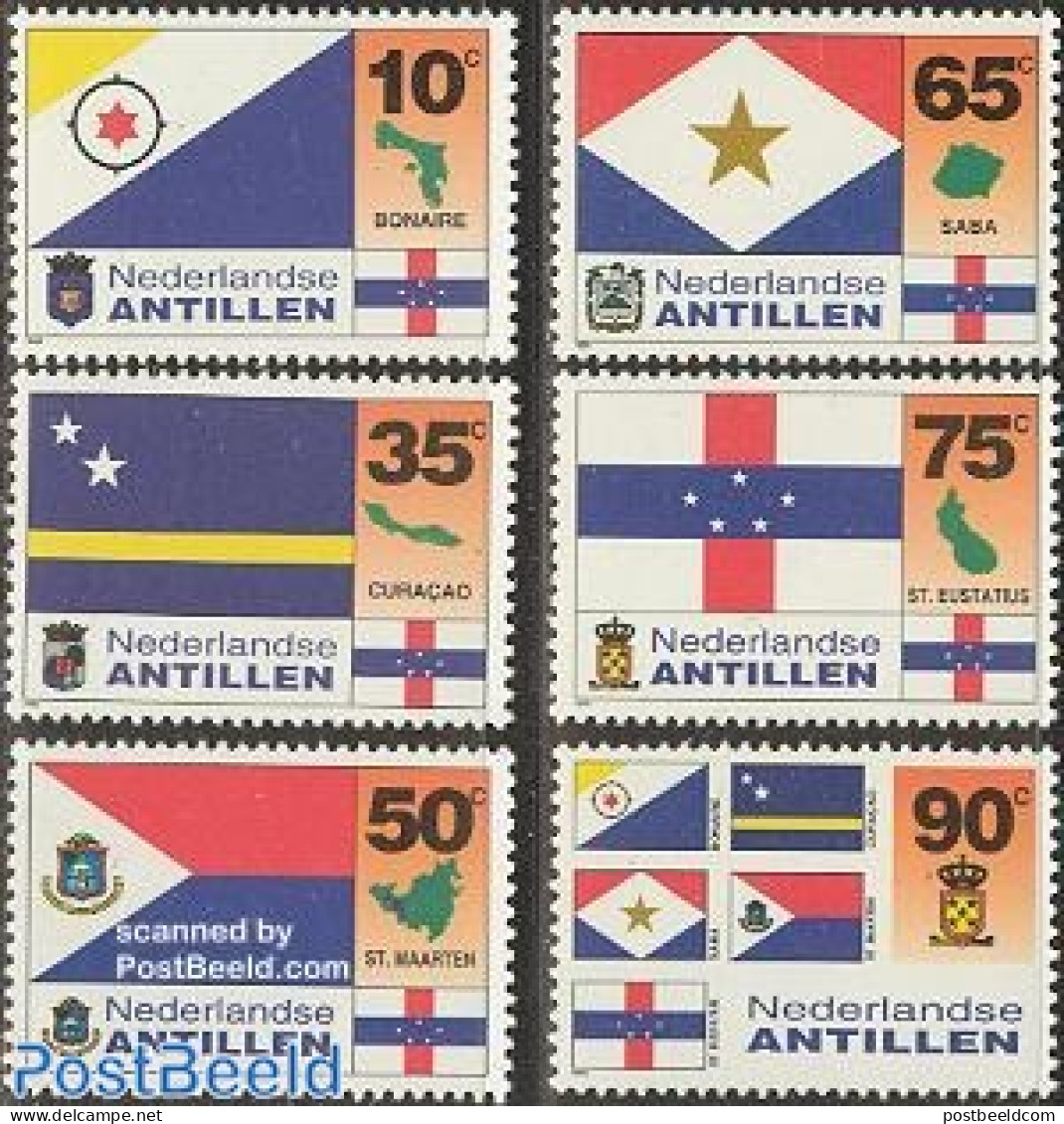 Netherlands Antilles 1995 Flags 6v, Mint NH, History - Various - Flags - Maps - Géographie