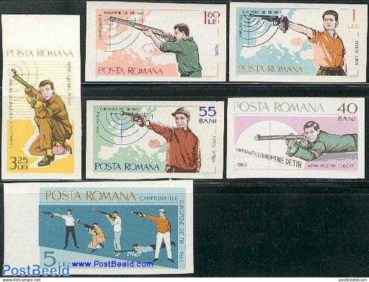 Romania 1965 European Shooting Games 6v Imperforated, Mint NH, History - Sport - Various - Europa Hang-on Issues - Sho.. - Ungebraucht
