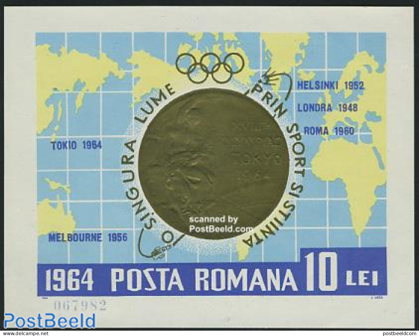 Romania 1964 Olympic Winners S/s, Mint NH, Sport - Various - Olympic Games - Maps - Ungebraucht