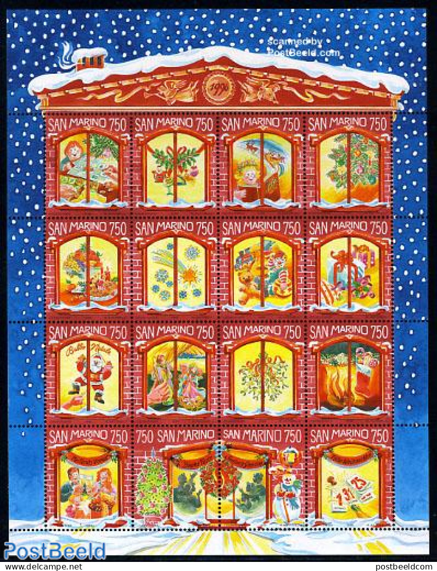 San Marino 1996 Christmas 16v M/s, Mint NH, Religion - Christmas - Unused Stamps