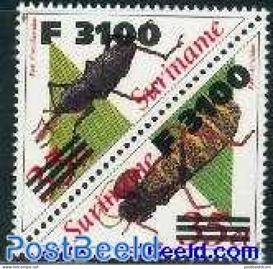 Suriname, Republic 2001 Insects Overprints 2v (3100g On 35c), Mint NH, Nature - Insects - Suriname