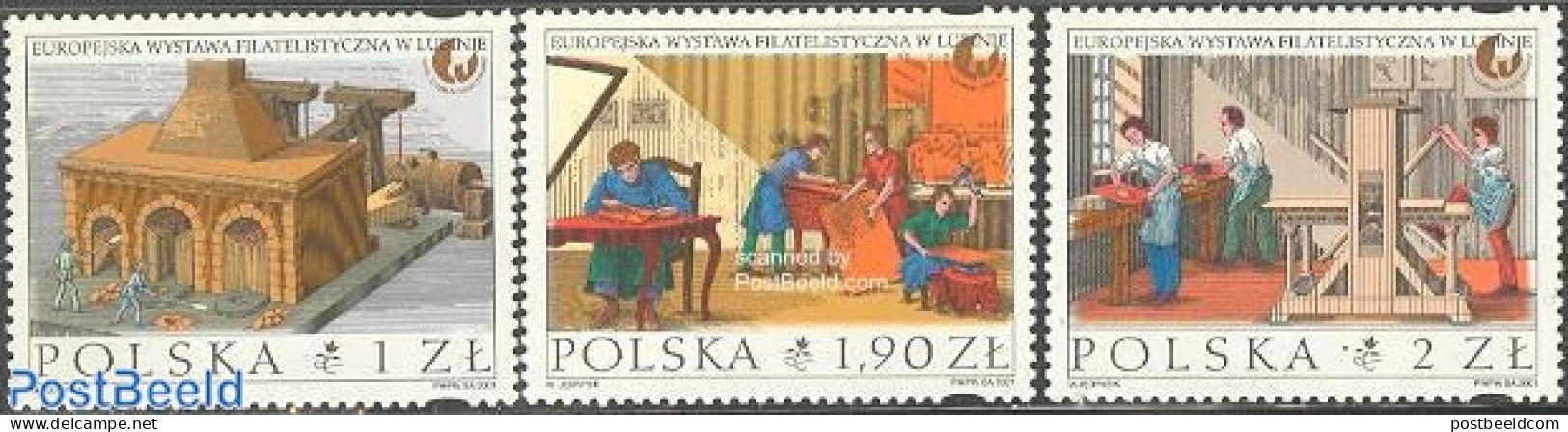 Poland 2001 Euro Cuprum 3v, Mint NH, Various - Philately - Industry - Art - Printing - Unused Stamps