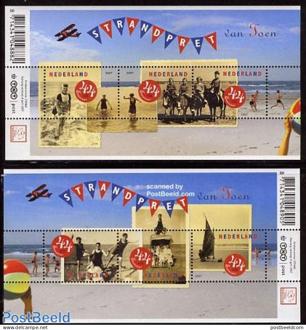 Netherlands 2007 Summer, Beach Fun 2 S/s, Mint NH, Nature - Sport - Transport - Various - Animals (others & Mixed) - S.. - Nuevos