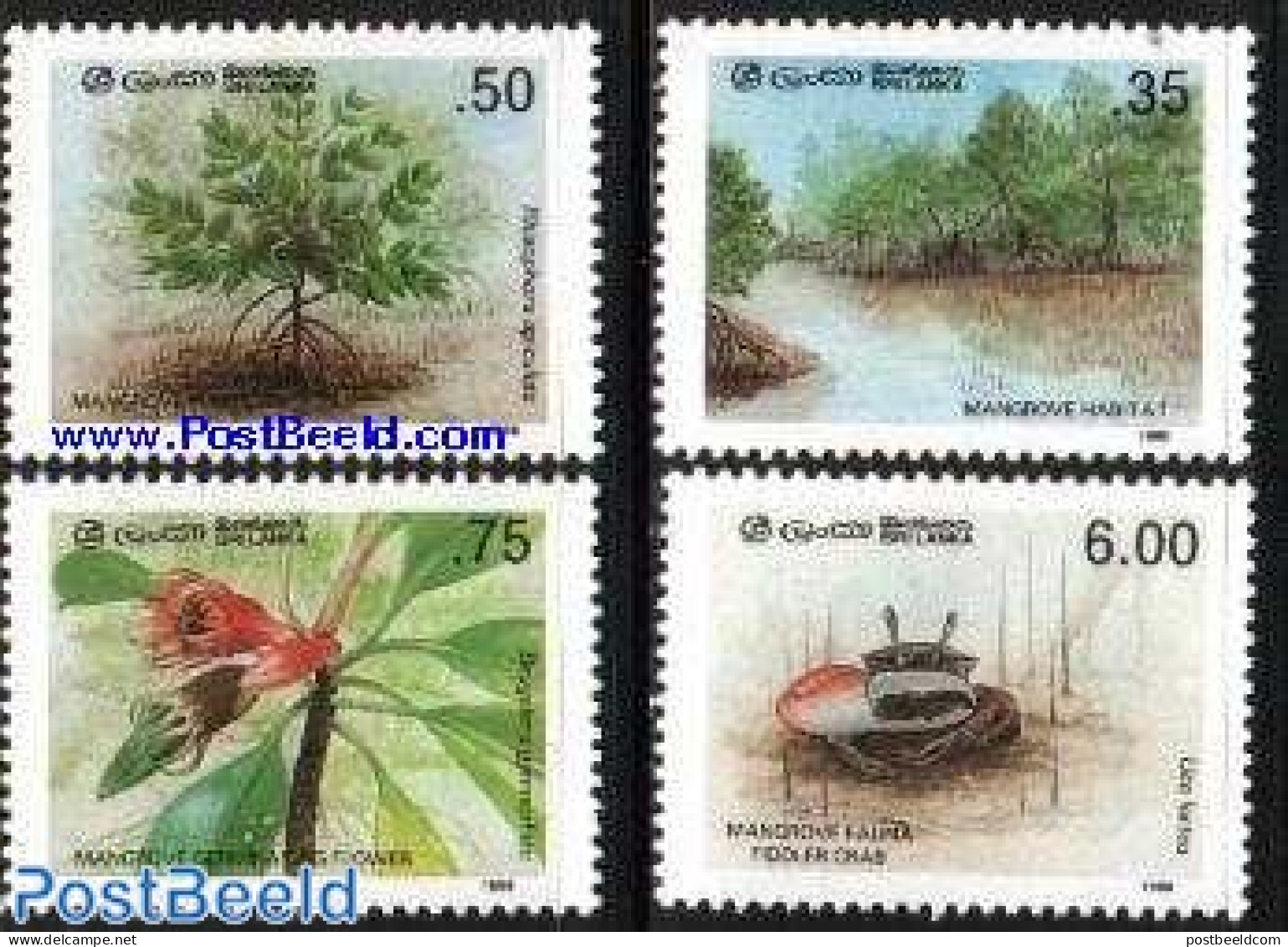 Sri Lanka (Ceylon) 1986 Mangroves 4v, Mint NH, Nature - Shells & Crustaceans - Trees & Forests - Meereswelt