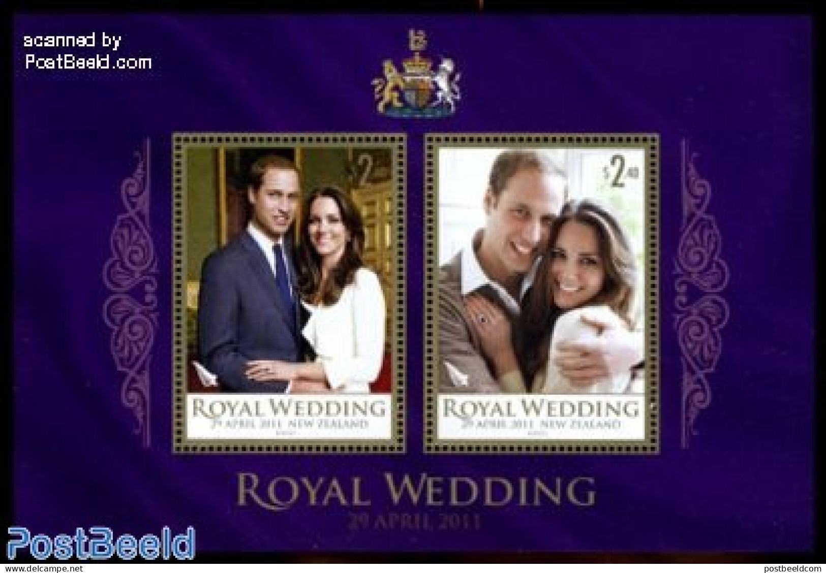 New Zealand 2011 Royal Wedding William & Kate S/s, Mint NH, History - Kings & Queens (Royalty) - Nuevos