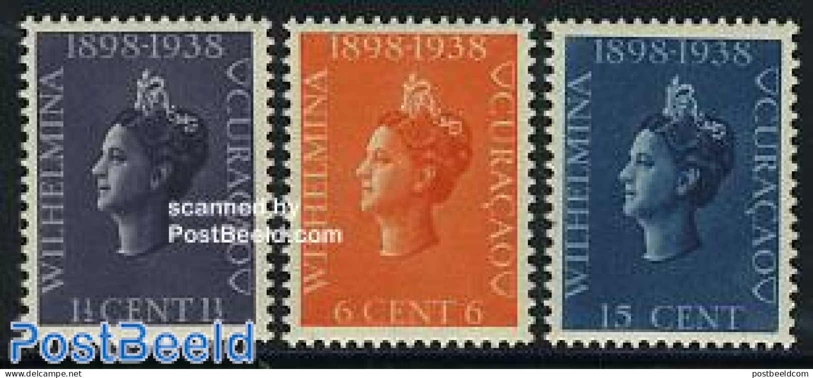 Netherlands Antilles 1938 Coronation 40th Anniversary 3v, Mint NH, History - Various - Kings & Queens (Royalty) - Join.. - Familias Reales