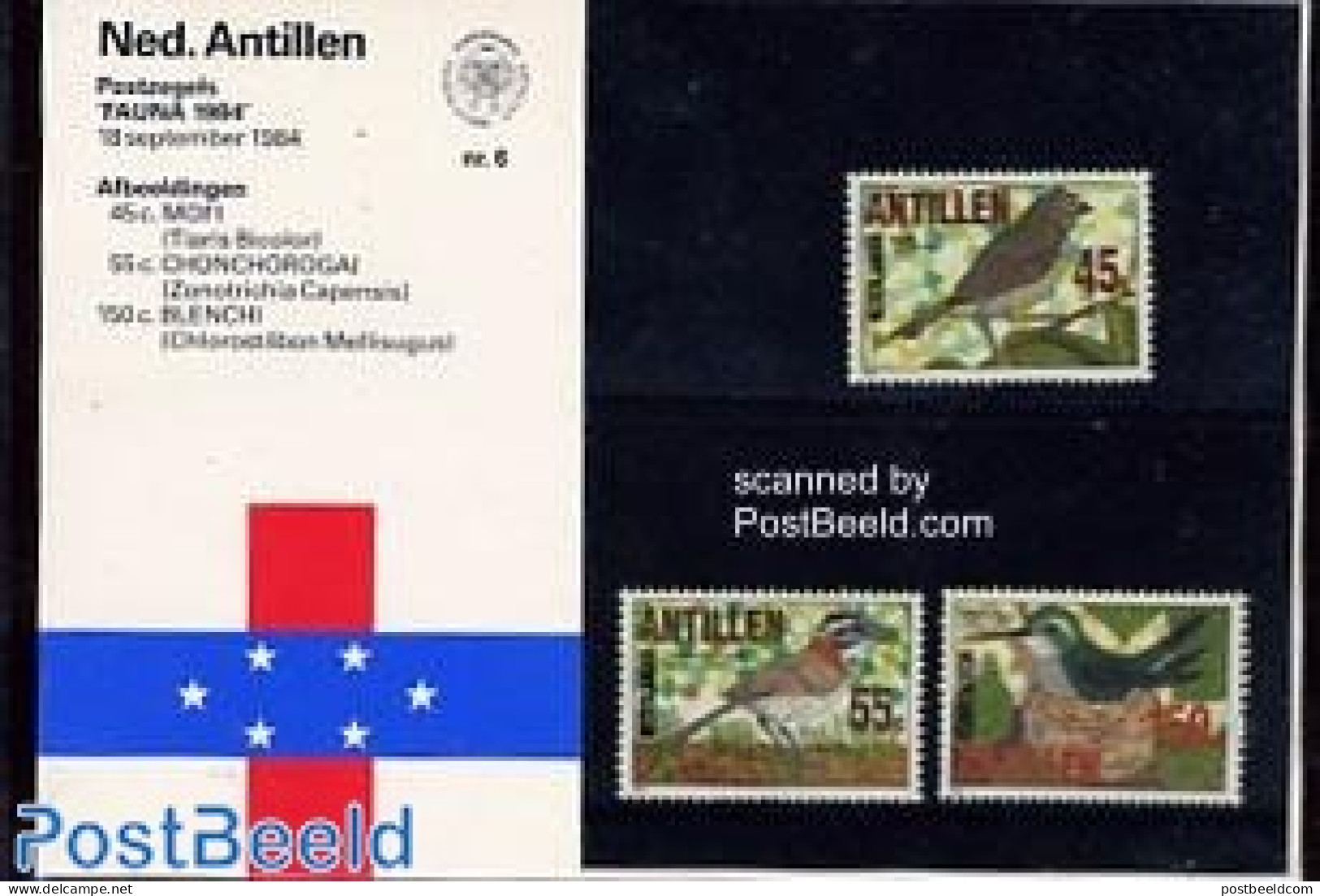 Netherlands Antilles 1984 Birds 3v Presentation Pack 6, Mint NH, Nature - Birds - Autres & Non Classés
