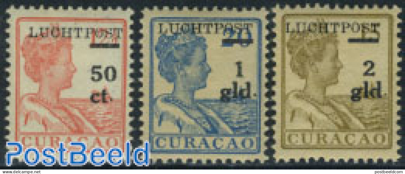 Netherlands Antilles 1929 Airmail Overprints 3v, Unused (hinged), Transport - Ships And Boats - Ships