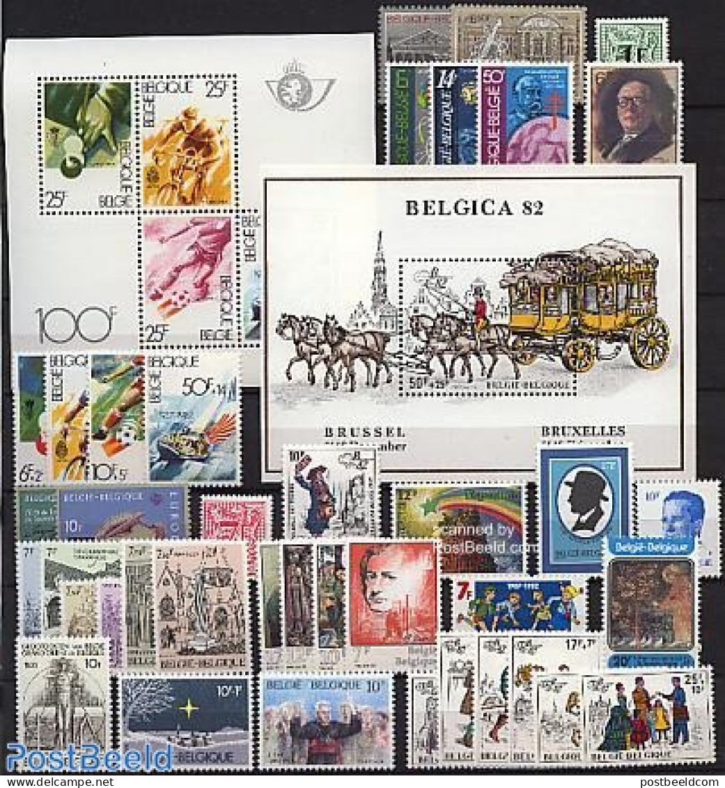 Belgium 1982 Yearset 1982 (39v+2s/s), Mint NH, Various - Yearsets (by Country) - Ungebraucht