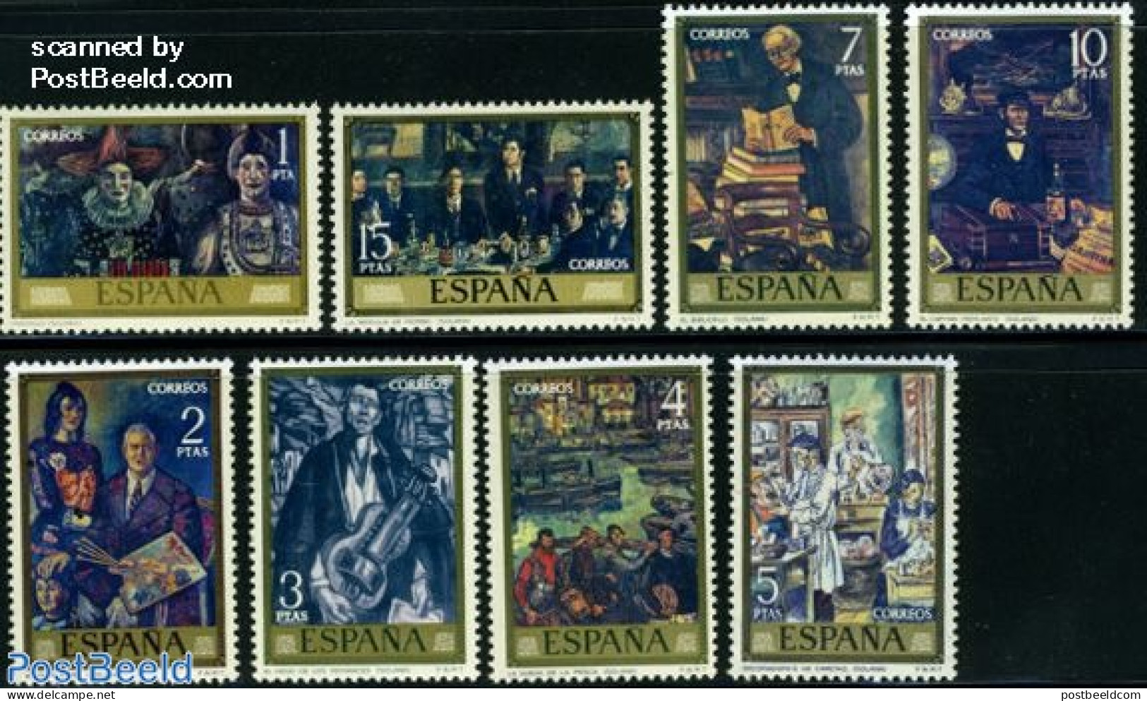 Spain 1972 Stamp Day, Paintings 8v, Mint NH, Stamp Day - Art - Paintings - Neufs