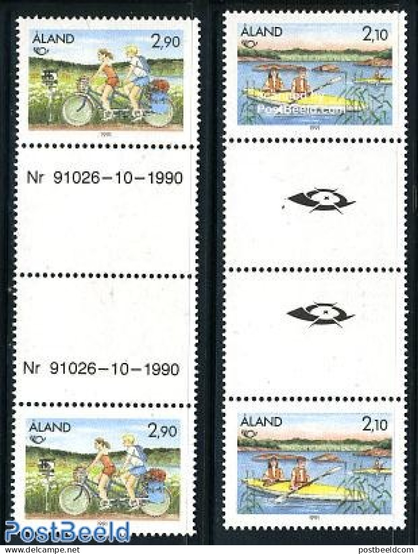 Aland 1991 Norden, Tourism 2v, Gutter Pairs, Mint NH, History - Sport - Transport - Various - Europa Hang-on Issues - .. - Idées Européennes