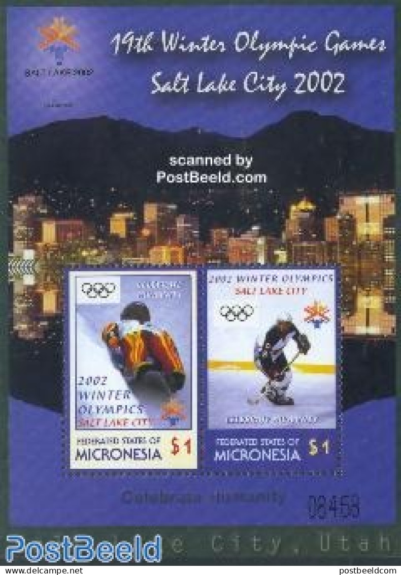 Micronesia 2002 Salt Lake City Olympics S/s, Mint NH, Sport - Ice Hockey - Olympic Winter Games - Hockey (su Ghiaccio)