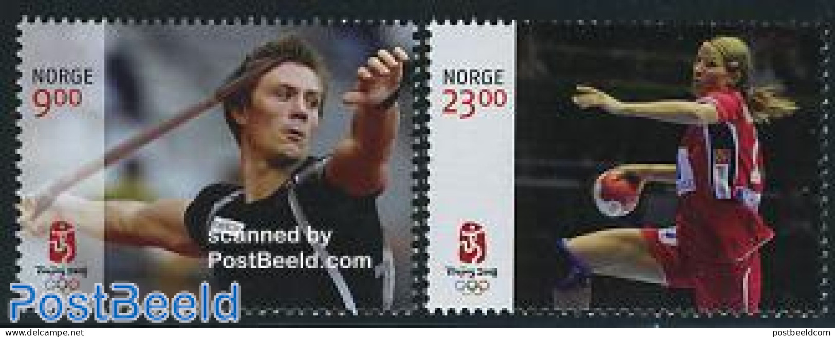 Norway 2008 Beijing Olympics 2v, Mint NH, Sport - Athletics - Handball - Olympic Games - Ongebruikt
