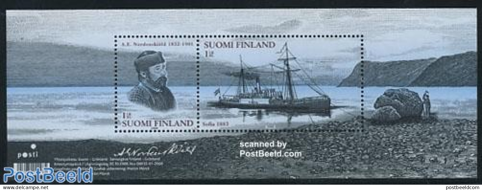 Finland 2008 Adolf Erik Nordenskiold S/s, Joint Issue Greenland, Mint NH, History - Transport - Various - Explorers - .. - Unused Stamps