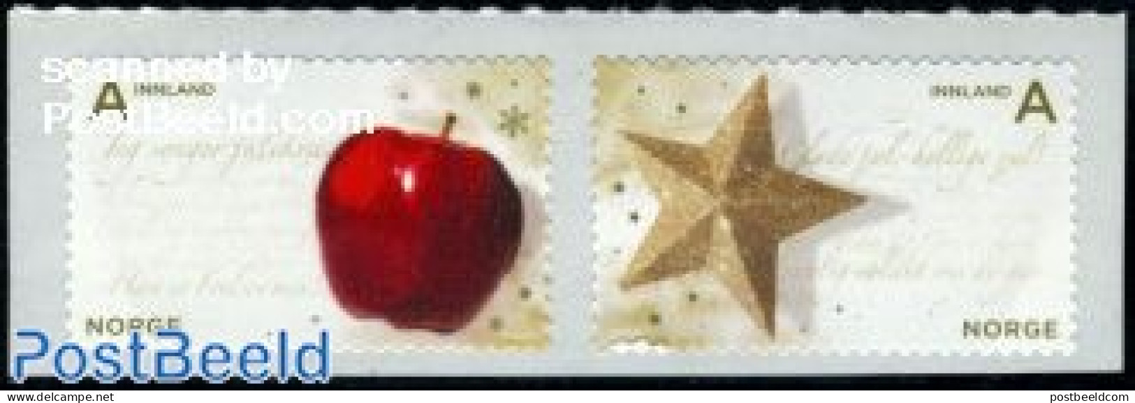 Norway 2009 Christmas 2v S-a, Mint NH, Nature - Religion - Fruit - Christmas - Neufs