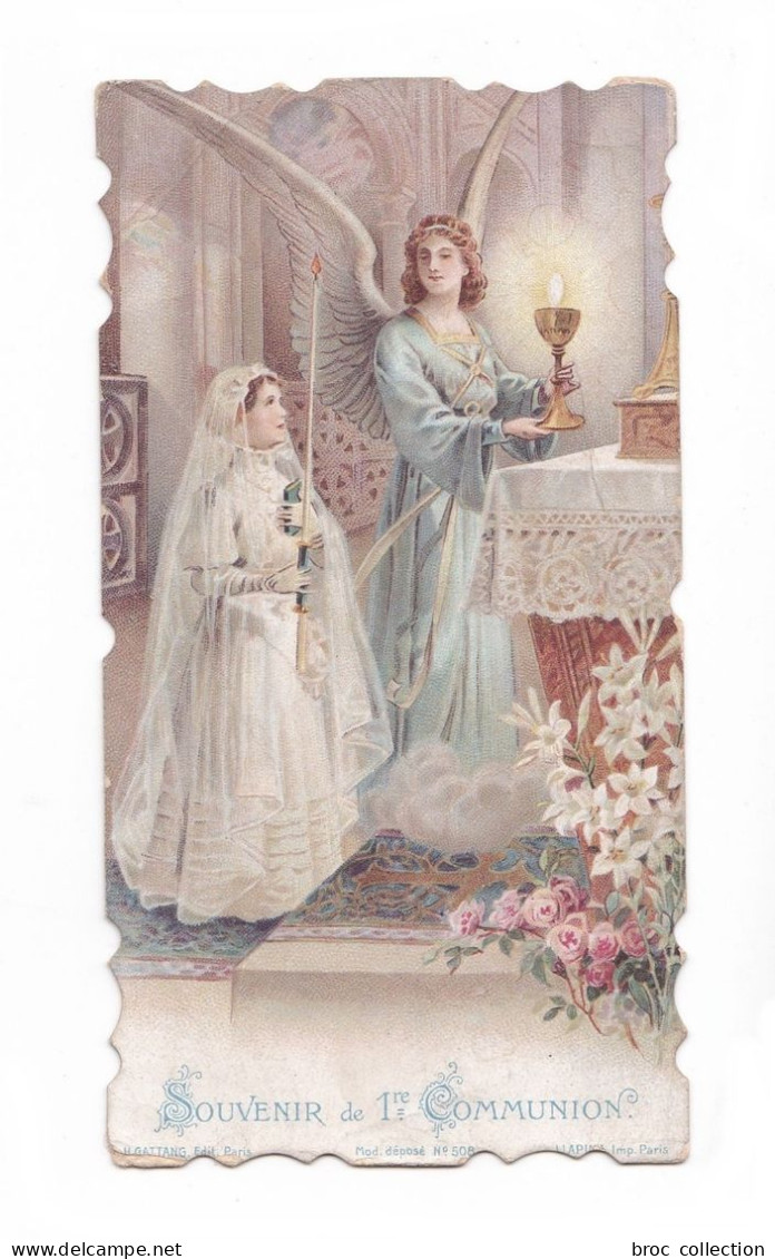 Souvenir De 1re Communion, Communiante Et Ange, éd. H. Gattang N° 508 - Devotion Images