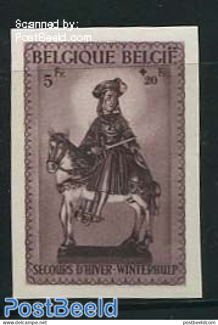 Belgium 1942 Winter Aid 1v, Imperforated (from S/s), Mint NH, Nature - Horses - Nuevos