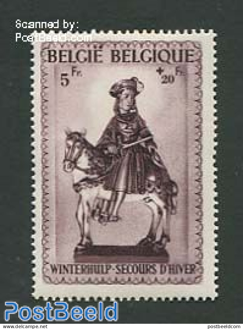 Belgium 1942 Winter Aid 1v (from S/s), Mint NH, Nature - Horses - Ongebruikt