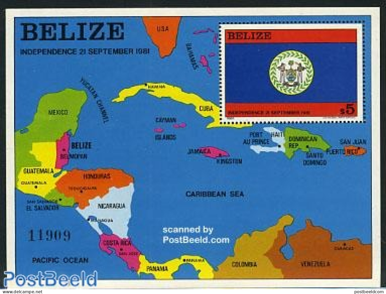 Belize/British Honduras 1982 Independence S/s, Mint NH, History - Various - Flags - Maps - Geographie
