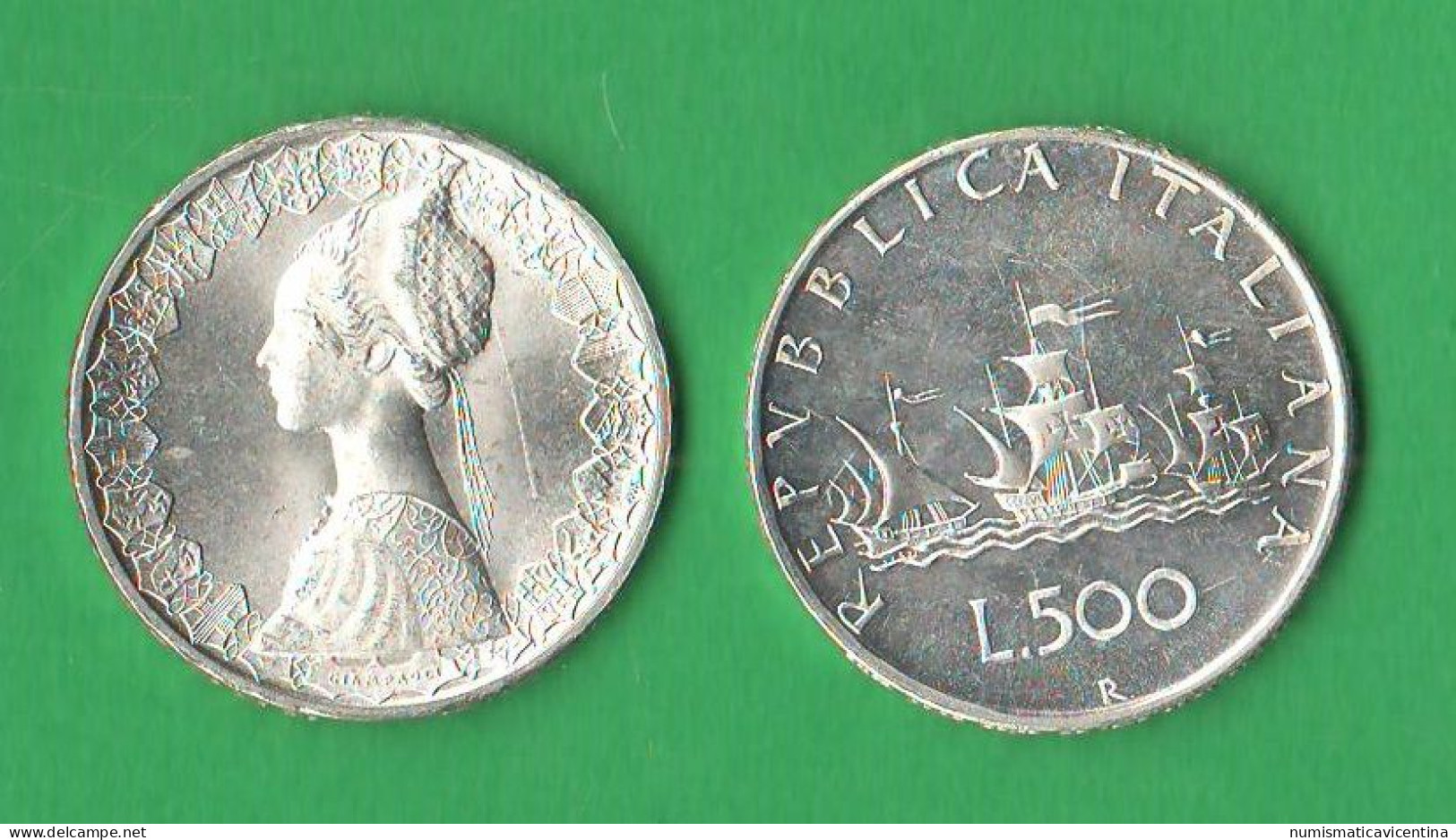 Italia 500 Lire 1970 Caravelle Silver Coin Italie Italy UNC Brillant   C 9 - 500 Lire
