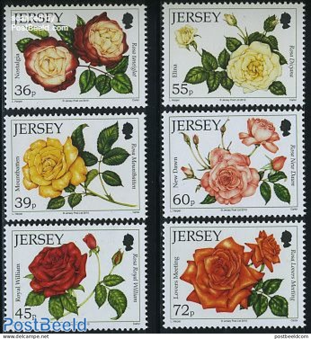 Jersey 2010 Roses 6v, Mint NH, Nature - Flowers & Plants - Roses - Jersey