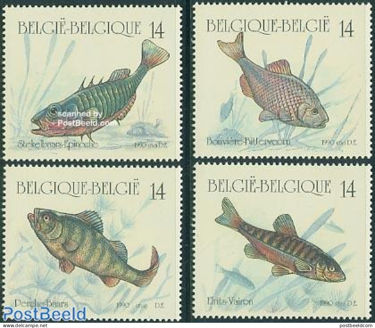 Belgium 1990 Fish 4v (from Booklet), Mint NH, Nature - Fish - Ungebraucht