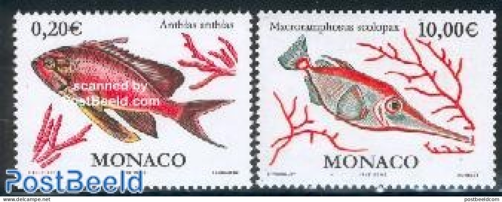 Monaco 2002 Definitives, Fish 2v, Mint NH, Nature - Fish - Ongebruikt