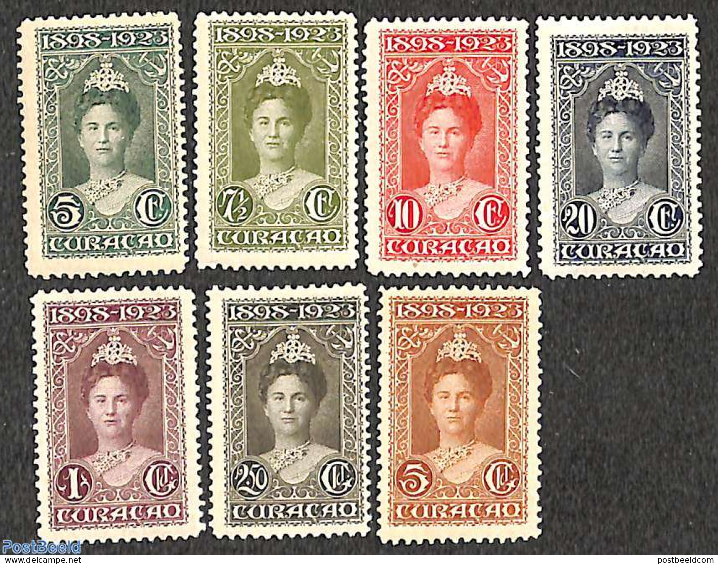 Netherlands Antilles 1923 Silver Jubilee 7v, Mint NH, History - Kings & Queens (Royalty) - Koniklijke Families