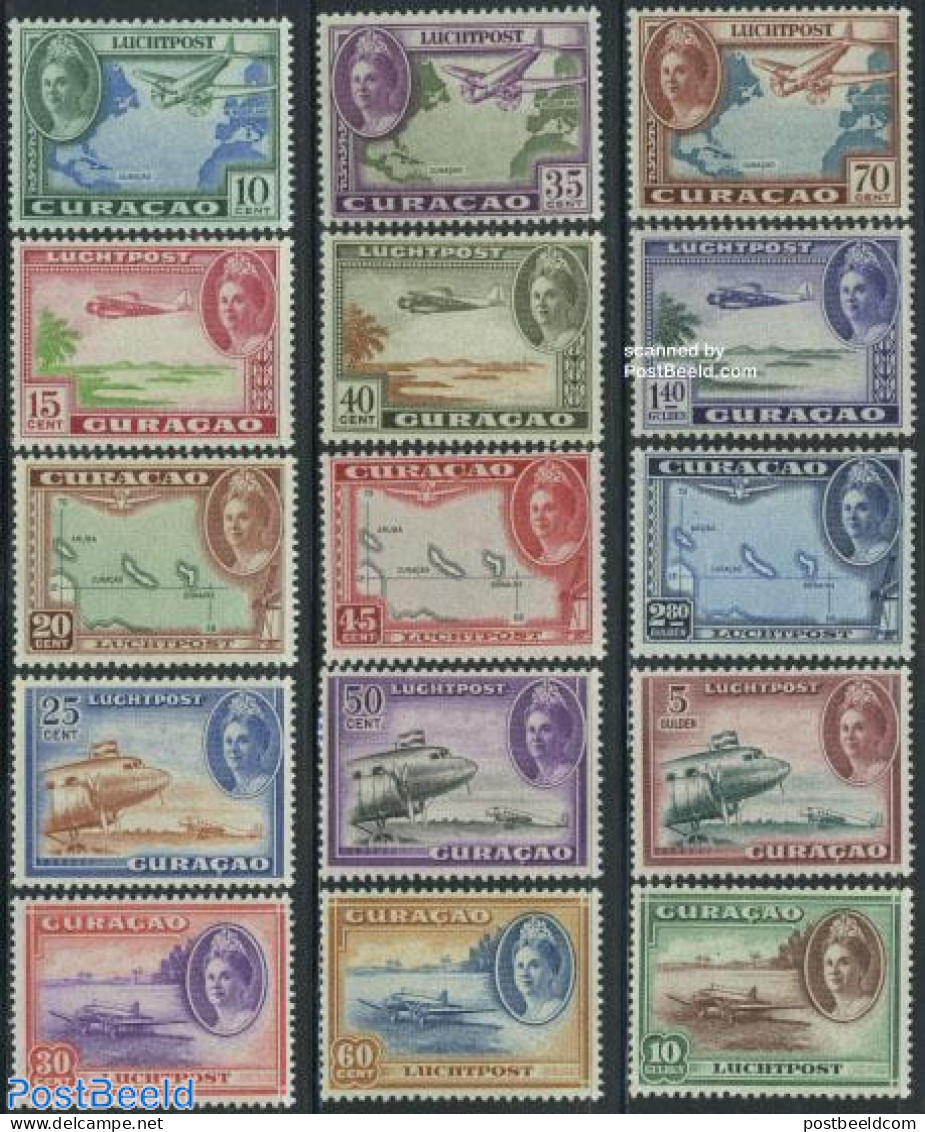 Netherlands Antilles 1942 Airmail Definitives 15v, Mint NH, Transport - Various - Aircraft & Aviation - Maps - Mills (.. - Vliegtuigen