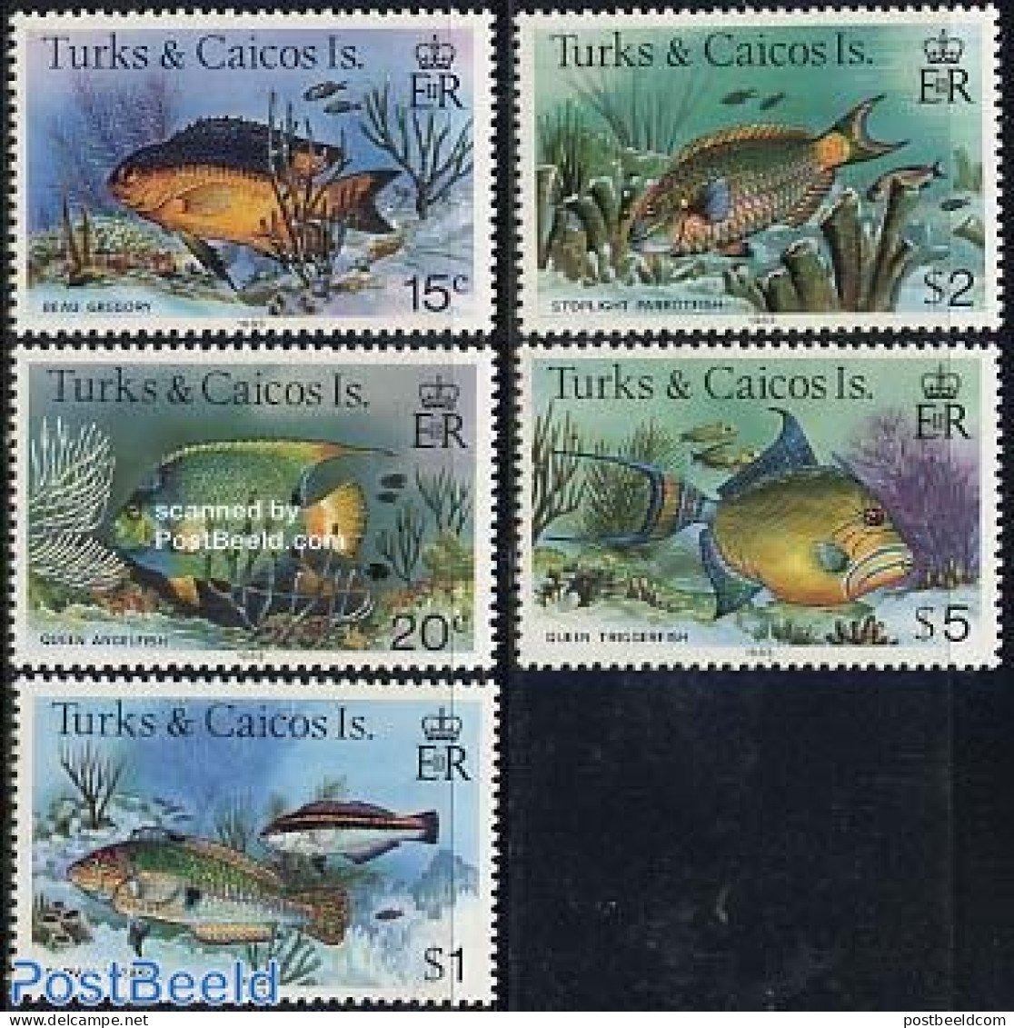 Turks And Caicos Islands 1983 Fish 5v (with Year 1983), Mint NH, Nature - Fish - Fische