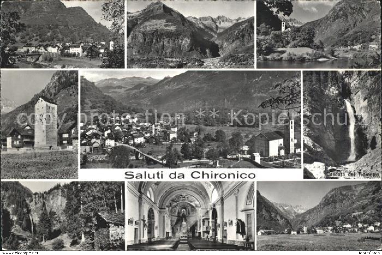 11631317 Chironico Teilansichten Alpenpanorama Kirche Wasserfall Cascata Del Tic - Autres & Non Classés