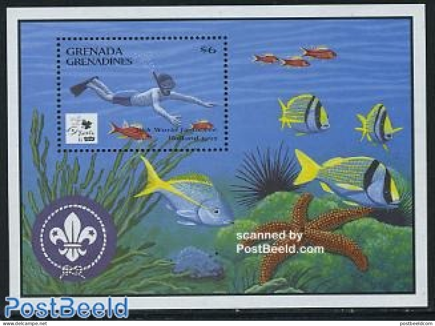 Grenada Grenadines 1995 World Jamboree S/s, Mint NH, History - Nature - Sport - Netherlands & Dutch - Fish - Diving - .. - Géographie