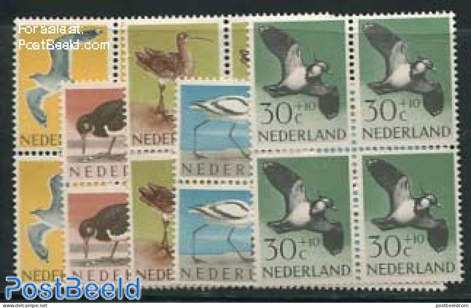 Netherlands 1961 Summer, Birds 5v, Blocks Of 4 [+], Mint NH, Nature - Birds - Unused Stamps