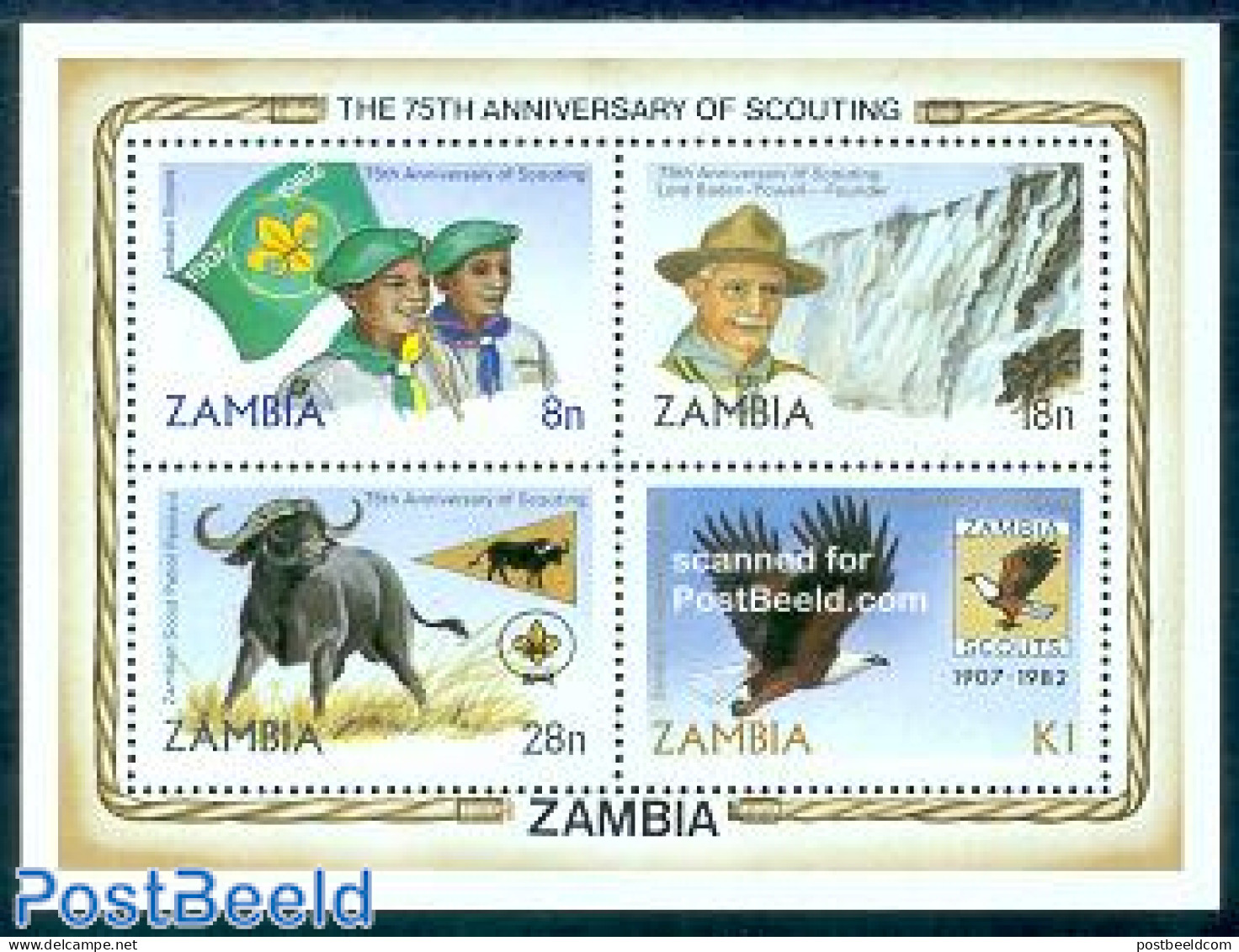 Zambia 1982 Scouting S/s, Mint NH, Nature - Sport - Animals (others & Mixed) - Birds - Scouting - Zambie (1965-...)