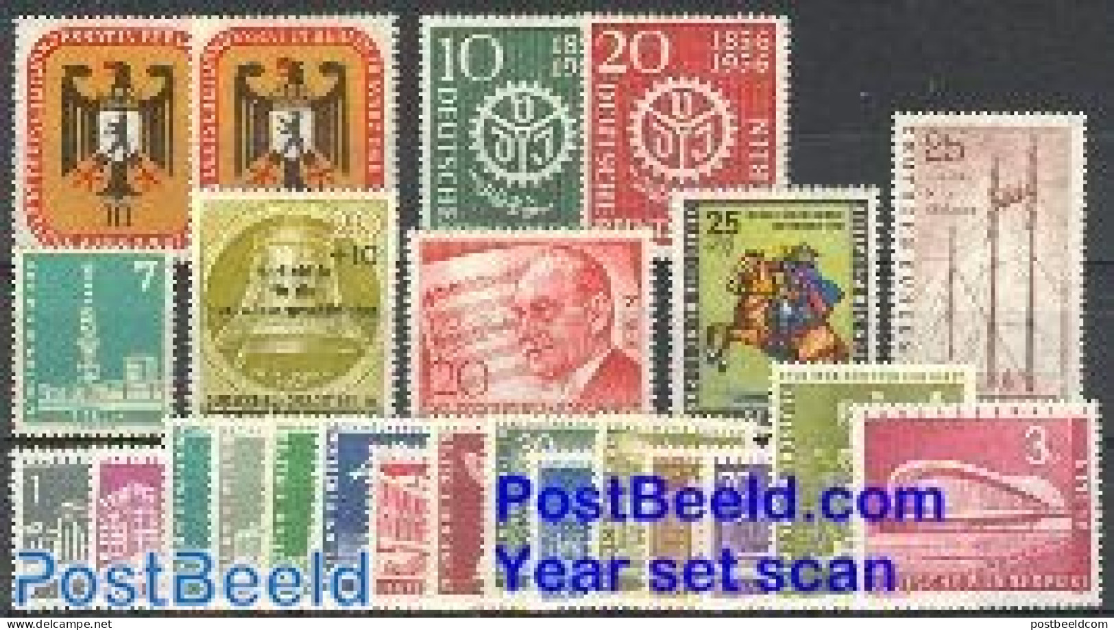 Germany, Berlin 1956 Year Set 1956 (24v), Mint NH - Neufs