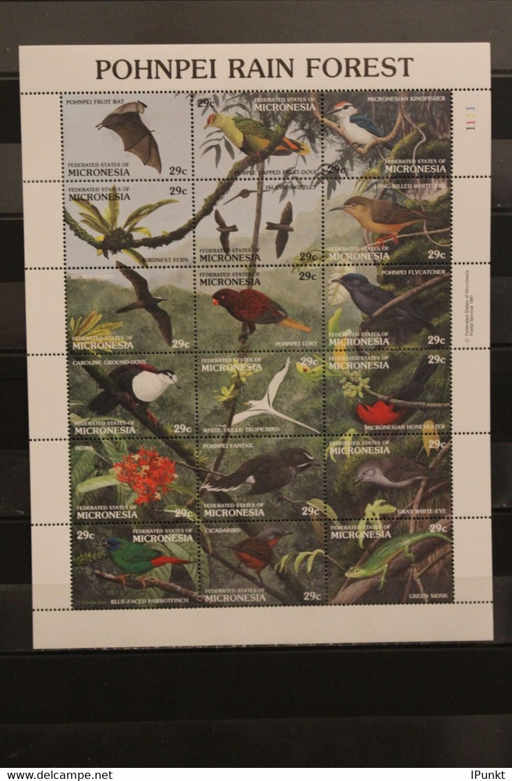 Mikronesien, Micronesia, 1991, Kleinbogen Pohnpei Rain Forest, Flora Und Fauna Im Regenwald, Tiere; MNH - Autres & Non Classés