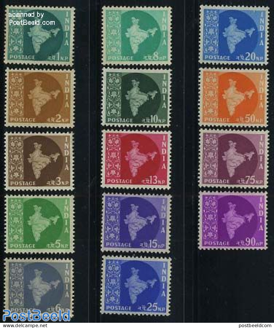 India 1957 Definitives 14v, Mint NH, Various - Maps - Nuovi