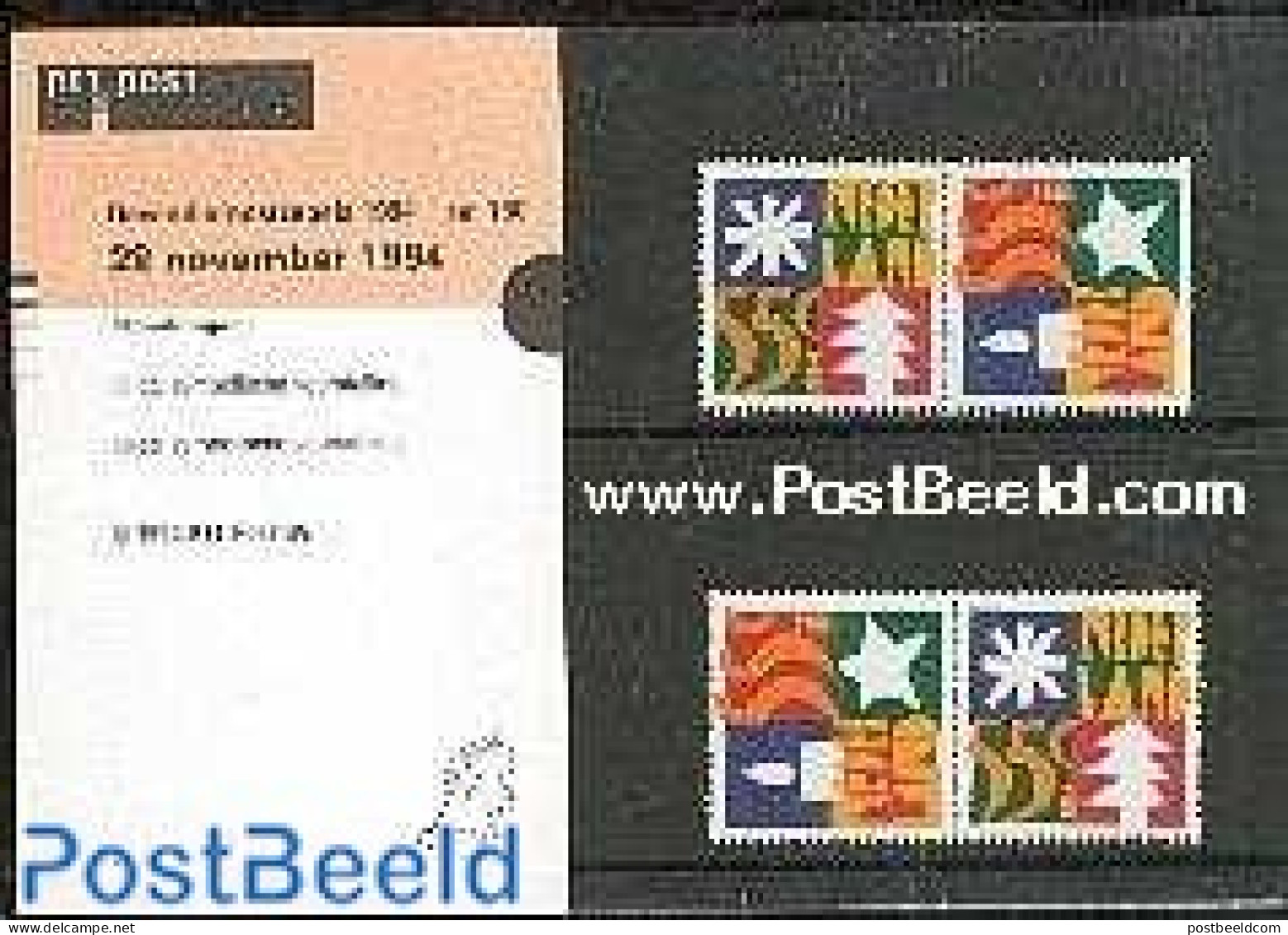 Netherlands 1994 PTT MAPJE 130, Mint NH, Religion - Christmas - Nuevos
