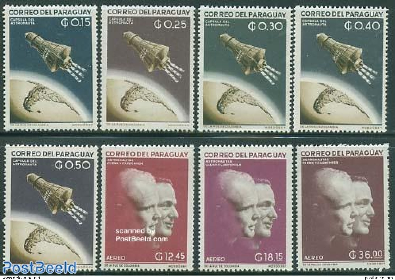 Paraguay 1962 Space Exploration 8v, Mint NH, Transport - Space Exploration - Paraguay