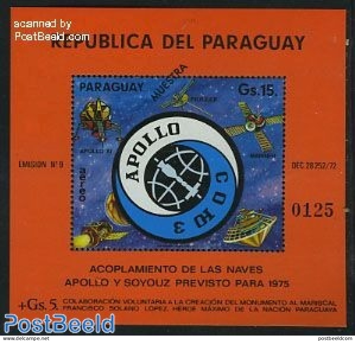 Paraguay 1974 Apollo-Soyuz S/s, Mint NH, Transport - Space Exploration - Paraguay