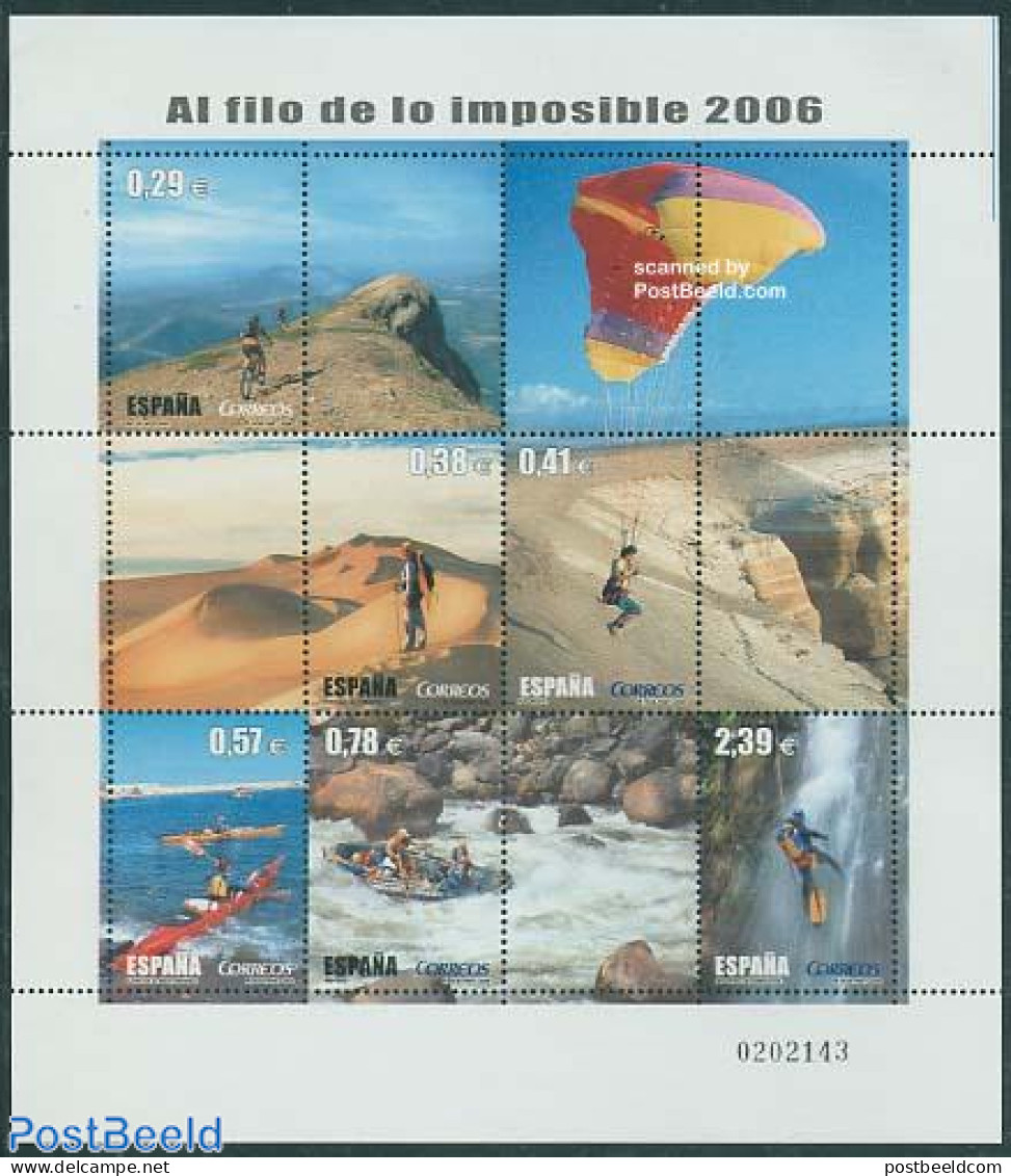 Spain 2006 Extreme Sports 6v M/s, Mint NH, Sport - Transport - Cycling - Kayaks & Rowing - Parachuting - Sport (other .. - Ongebruikt