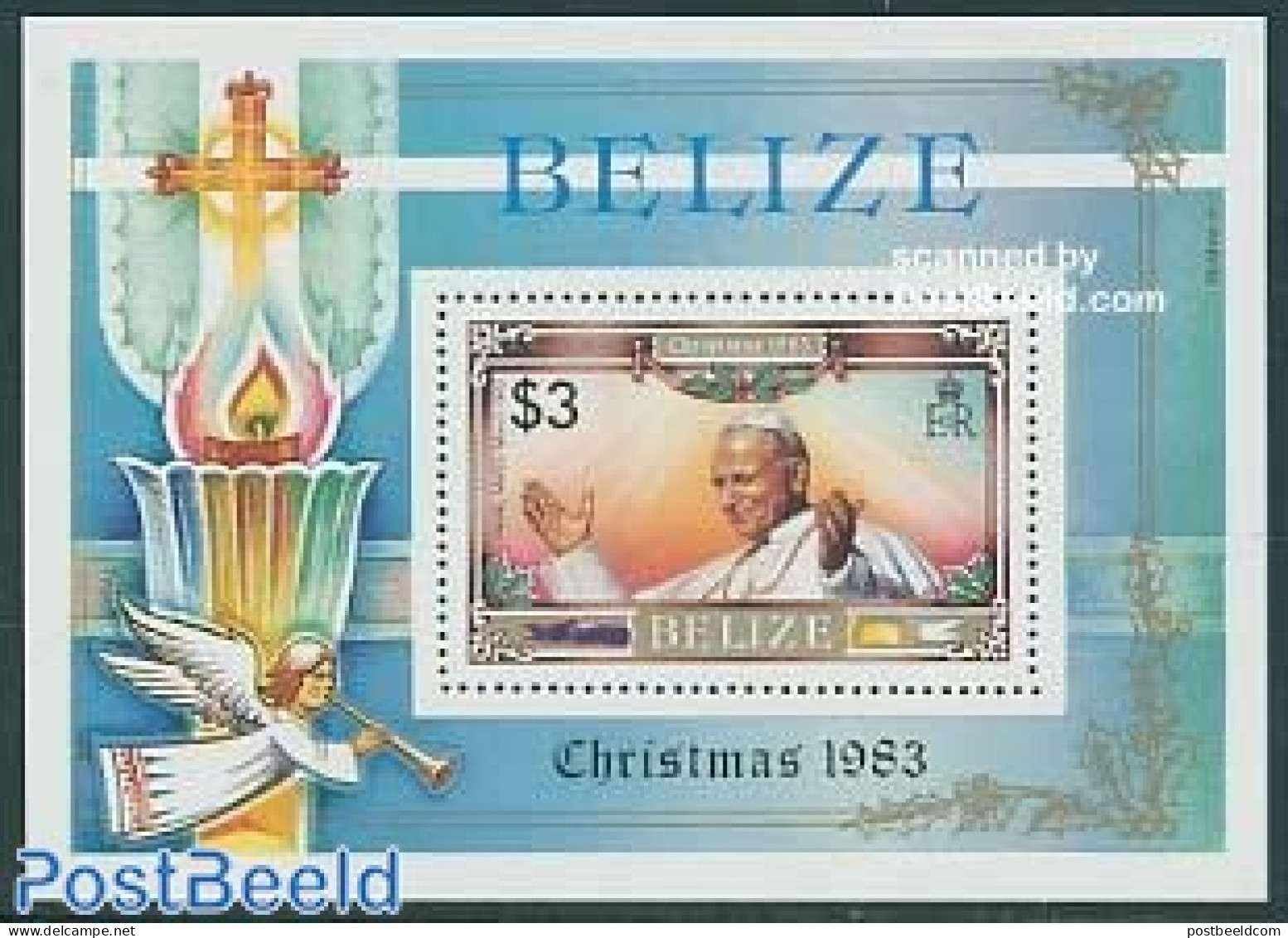 Belize/British Honduras 1983 Christmas S/s, Mint NH, Religion - Christmas - Pope - Religion - Noël