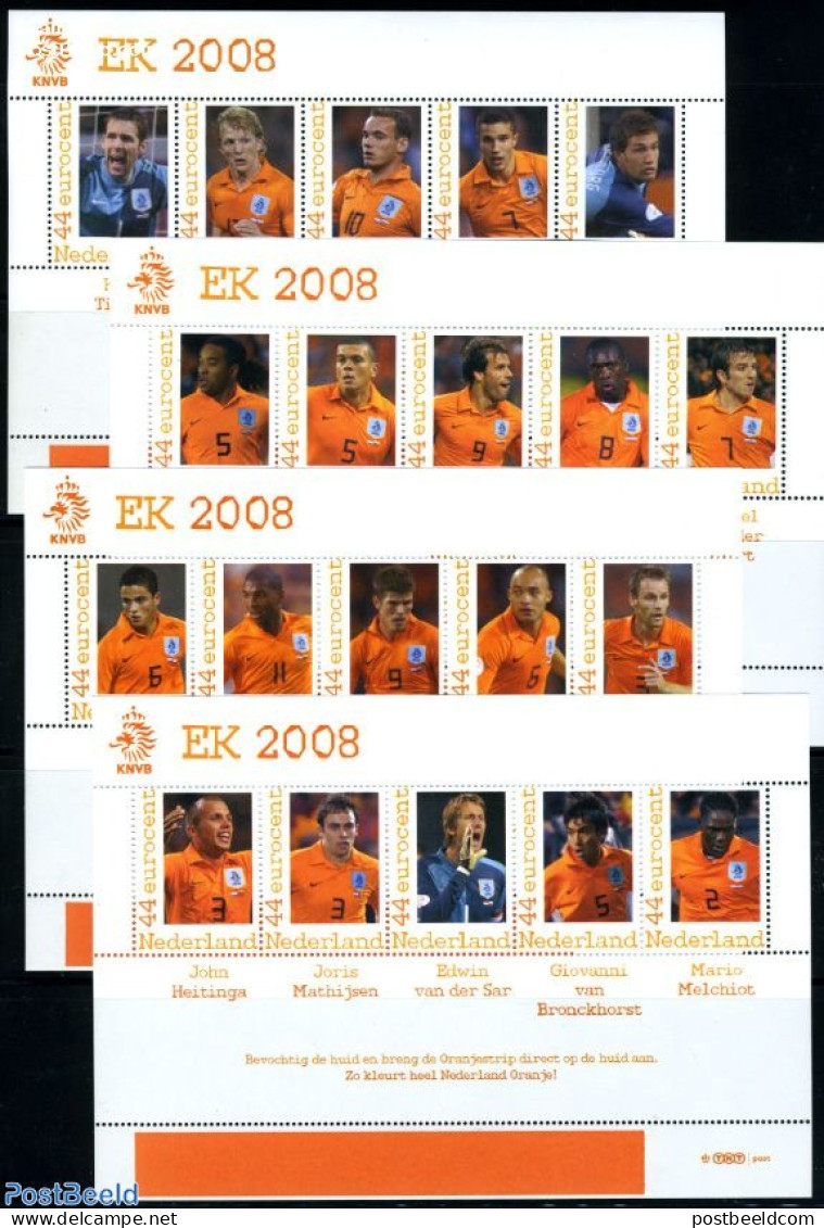 Netherlands 2008 EK Football 4 S/s, Mint NH, Sport - Football - Nuevos