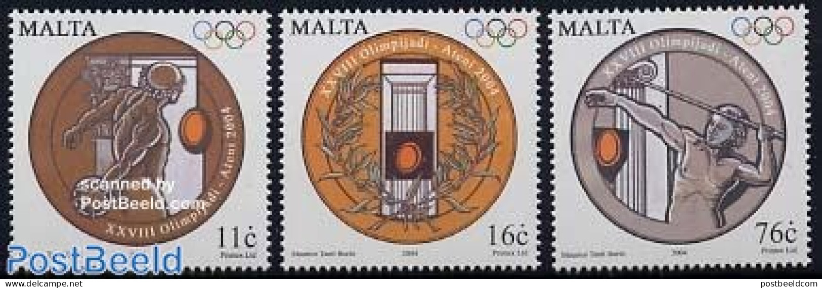 Malta 2004 Olympic Games 3v, Mint NH, Sport - Athletics - Olympic Games - Atletiek
