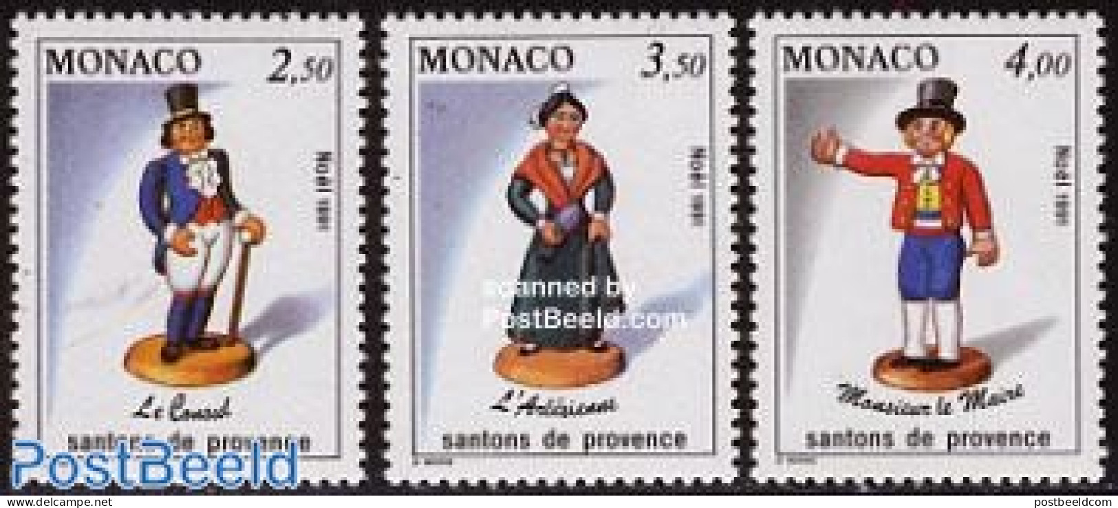 Monaco 1991 Christmas 3v, Mint NH, Religion - Various - Christmas - Costumes - Art - Fashion - Unused Stamps