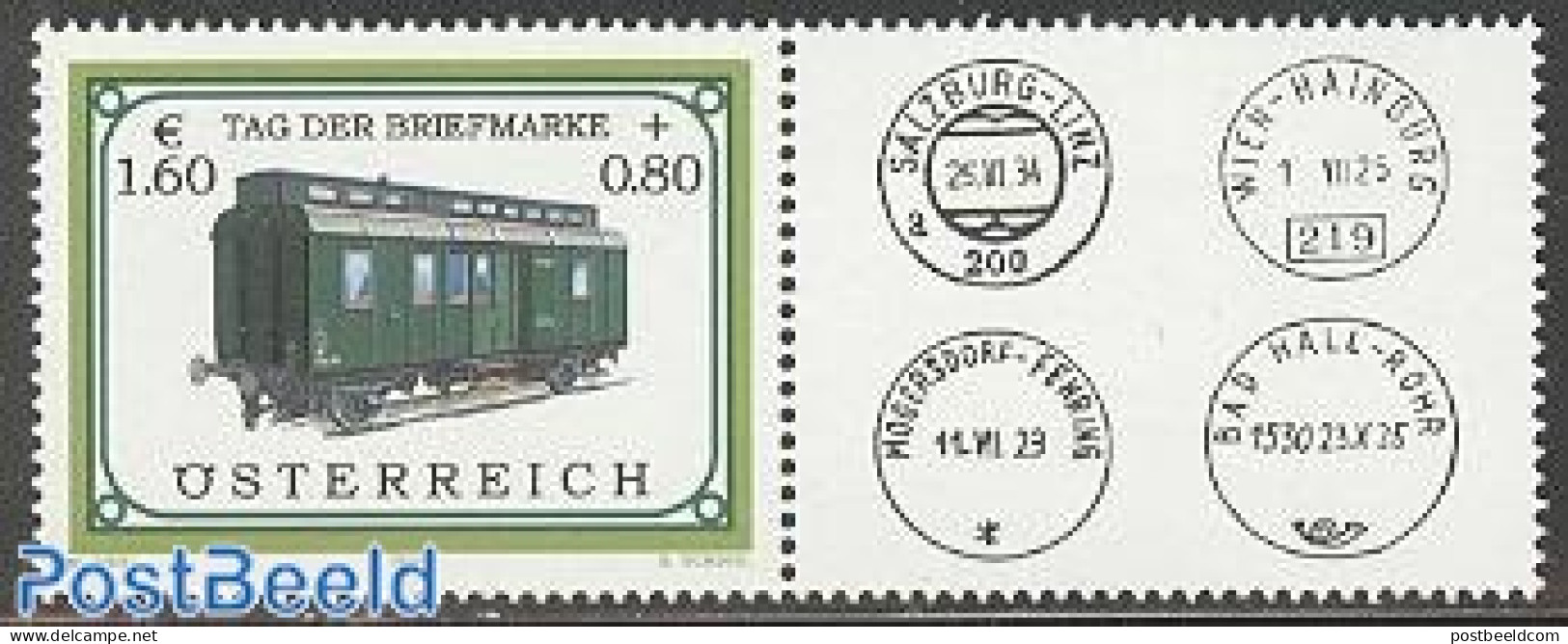 Austria 2002 Stamp Day 1v+tab, Mint NH, Transport - Post - Stamp Day - Railways - Unused Stamps